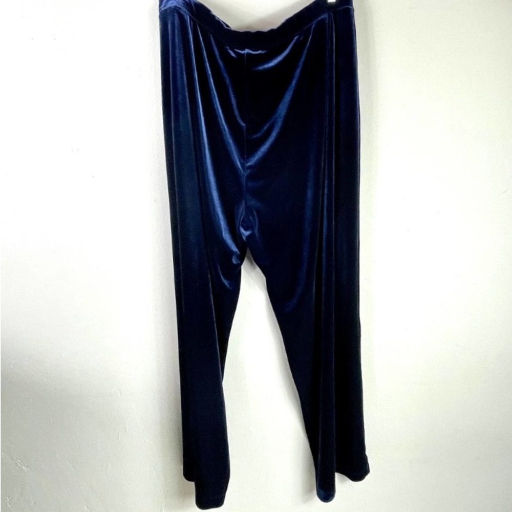 Velvet Navy Blue Pull‎ On Pants Relaxed Fit Wide Leg Size 22-24 Chic Lounge Even - Picture 4 of 10